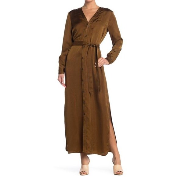 Billy Reid Paneled Robe Dress in Olive Size M - Picture 1 of 16